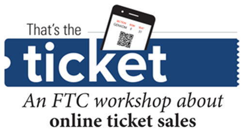 Logo for FTC That's the Ticket workshop about online ticket sales